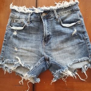 Risen Distressed Denim Shorts Sz M